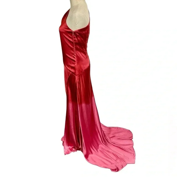 Alejandra Alonso Rojas Dip-Dye Silk One-Shoulder Asymmetrical Gown with/ Train - Picture 11 of 16